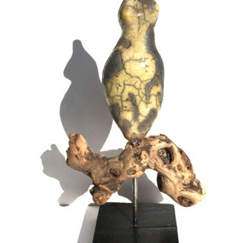 Sculpture intitulée "Déesse de vin, raku…" par Vanessa Renoux, Œuvre d'art originale, Céramique