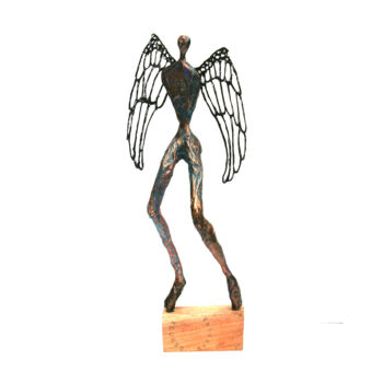 Escultura intitulada "Mi-Ange, mi-démon" por Vanessa Renoux, Obras de arte originais, Papel