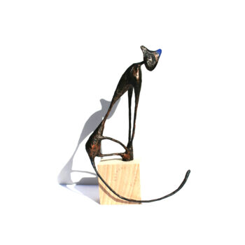 「Sculpture chat à l'…」というタイトルの彫刻 Vanessa Renouxによって, オリジナルのアートワーク, 紙