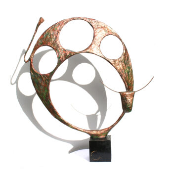 Sculpture intitulée "Grand taureau chama…" par Vanessa Renoux, Œuvre d'art originale, Métaux