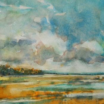 Painting titled "Lumières du St Laur…" by Vanessa Renoux, Original Artwork, Watercolor