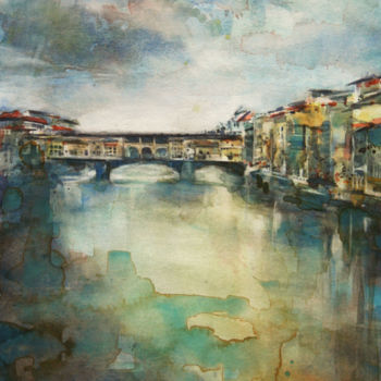 Painting titled "Florence I - aquare…" by Vanessa Renoux, Original Artwork, Watercolor Mounted on Other rigid panel