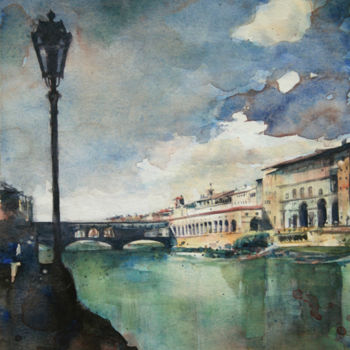 Pittura intitolato "Florence II - aquar…" da Vanessa Renoux, Opera d'arte originale, Acquarello