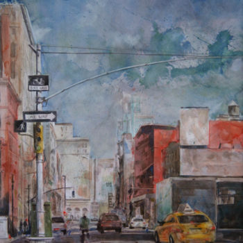 Painting titled "Downtown - Aquarell…" by Vanessa Renoux, Original Artwork, Watercolor