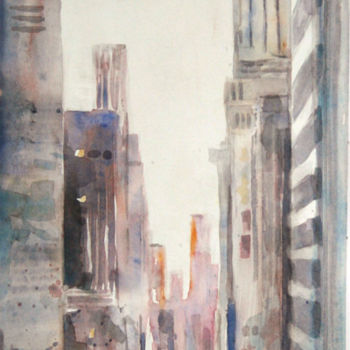 Painting titled ""Urban Flowers II"-…" by Vanessa Renoux, Original Artwork, Watercolor