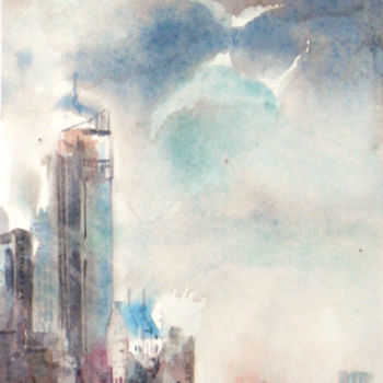 Painting titled ""Central Park Allon…" by Vanessa Renoux, Original Artwork, Watercolor