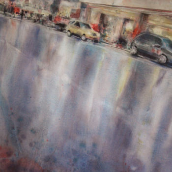 Malerei mit dem Titel "Rainy Road I" von Vanessa Renoux, Original-Kunstwerk, Aquarell
