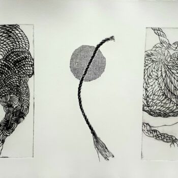 Gravures & estampes intitulée "cordages 1" par Vanessa Taverne, Œuvre d'art originale, Gravure