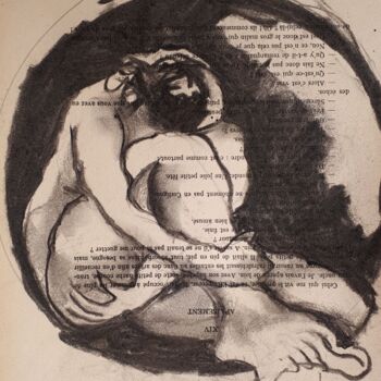 Zeichnungen mit dem Titel "croquis 5" von Vanessa Taverne, Original-Kunstwerk, Kohle Auf Holzplatte montiert