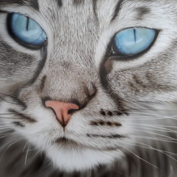 Schilderij getiteld "Blue Eyes" door Nesdesign, Origineel Kunstwerk, Airbrush