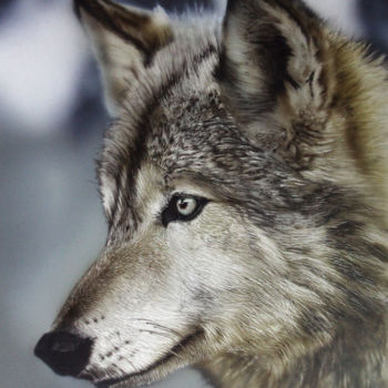 Schilderij getiteld "Wolf" door Nesdesign, Origineel Kunstwerk, Airbrush