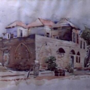 Malerei mit dem Titel "House in Jbeil 01" von Vani Ghougassian, Original-Kunstwerk