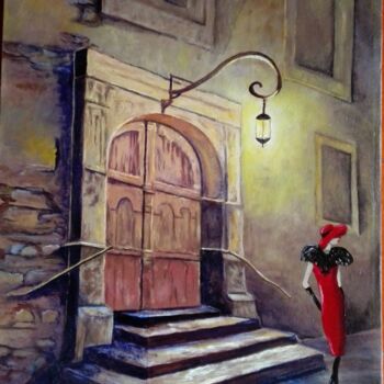 Painting titled "Donna in rosso" by Vania Perugini, Original Artwork