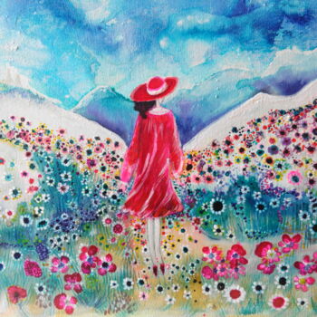 Pittura intitolato "Donne e fiori" da Vania Perugini, Opera d'arte originale