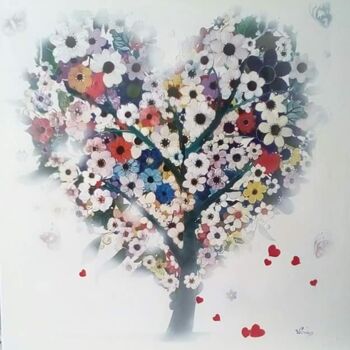 Картина под названием "L'albero di cuori" - Vania Perugini, Подлинное произведение искусства
