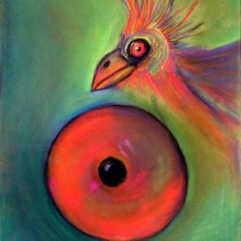 Schilderij getiteld "Birdie" door Vania, Origineel Kunstwerk, Olie