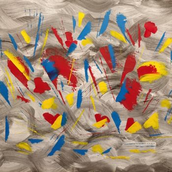 Картина под названием "Notes colorées" - Sylvia Lacroix, Подлинное произведение искусства, Масло