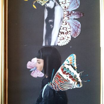 Collages intitulée "Moth(ers). Original…" par Vanitas-Editions, Œuvre d'art originale, Collages Monté sur Verre