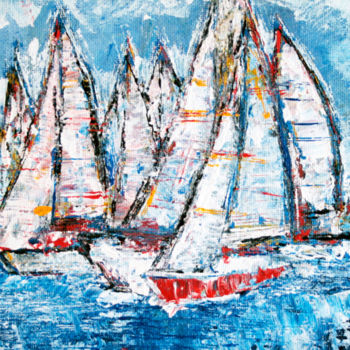 Peinture intitulée "sailboats-blue.jpg" par Vanja Maracic, Œuvre d'art originale