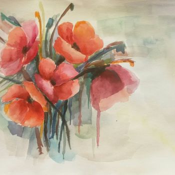 Painting titled "crying flowers" by Katerina Van Marsenille, Original Artwork, Watercolor