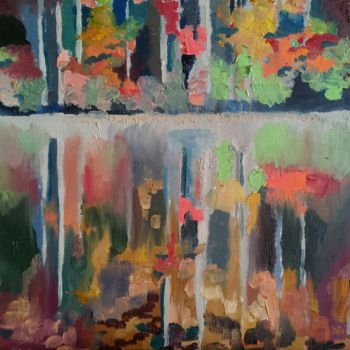 Painting titled "autumn river" by Katerina Van Marsenille, Original Artwork, Oil