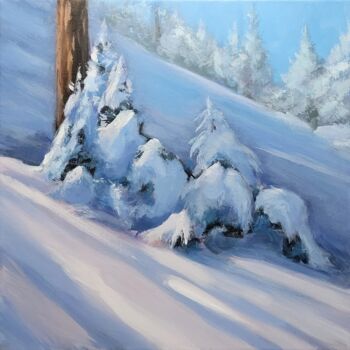 Painting titled "Neige" by Pierre Vanmansart, Original Artwork, Acrylic Mounted on Wood Stretcher frame