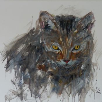 Painting titled "Cat-80x80-cm.jpg" by Vanni Boaretto, Original Artwork