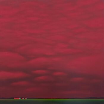 Peinture intitulée "Glowing Evening (Oc…" par Nelly Van Nieuwenhuijzen, Œuvre d'art originale, Acrylique Monté sur Châssis e…