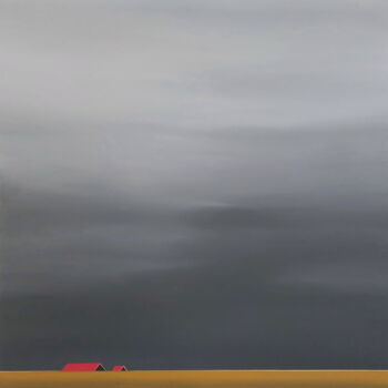 제목이 "Red roofs, golden w…"인 미술작품 Nelly Van Nieuwenhuijzen로, 원작, 아크릴 나무 들것 프레임에 장착됨