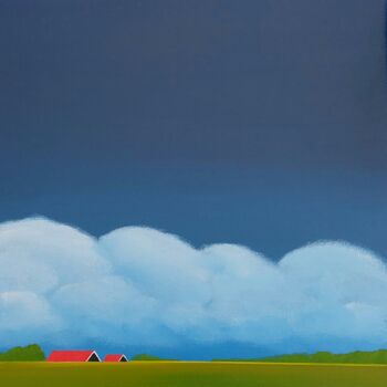 Schilderij getiteld "Polder in Zeeland (…" door Nelly Van Nieuwenhuijzen, Origineel Kunstwerk, Acryl Gemonteerd op Frame voo…