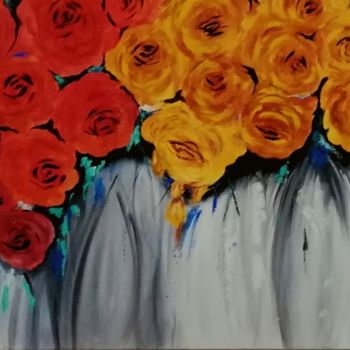 Malerei mit dem Titel "Roses for gift" von Vasiliki Polizogopoulou, Original-Kunstwerk, Acryl