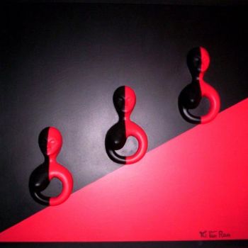 Painting titled "3 bustes" by Marie Claire Van Raes, Original Artwork