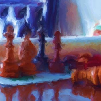 Painting titled "Chess Pieces" by Van Rothrock, Original Artwork, Oil