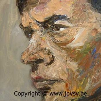 Painting titled "Jacques Brel" by Jean-Pierre Vansantvoort, Original Artwork, Oil