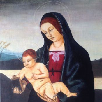 Malerei mit dem Titel "Vierge et l'enfant" von Vanstab, Original-Kunstwerk, Acryl
