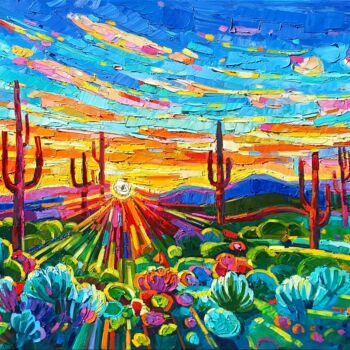 Pintura titulada "Arizona sunset 6" por Vanya Georgieva, Obra de arte original, Oleo Montado en Bastidor de camilla de madera