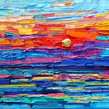 Peinture intitulée "Sea in the night" par Vanya Georgieva, Œuvre d'art originale, Huile Monté sur Châssis en bois