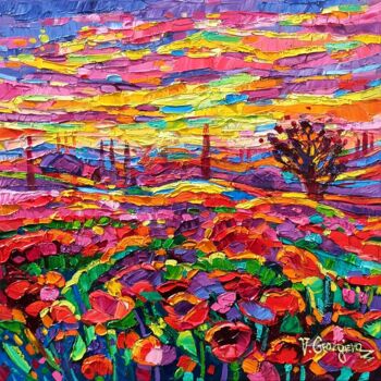 "Love Poppies" başlıklı Tablo Vanya Georgieva tarafından, Orijinal sanat, Petrol Ahşap Sedye çerçevesi üzerine monte edilmiş