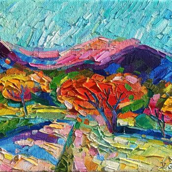 제목이 "Light Blue Sky"인 미술작품 Vanya Georgieva로, 원작, 기름 나무 들것 프레임에 장착됨