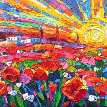 Pintura titulada "Poppies field 5" por Vanya Georgieva, Obra de arte original, Oleo Montado en Bastidor de camilla de madera