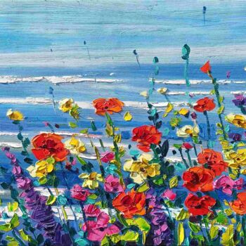 "Flowers on the coast" başlıklı Tablo Vanya Georgieva tarafından, Orijinal sanat, Petrol Ahşap Sedye çerçevesi üzerine monte…