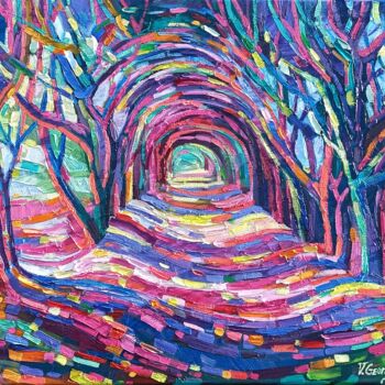 Картина под названием "Pink way" - Vanya Georgieva, Подлинное произведение искусства, Масло Установлен на Деревянная рама дл…