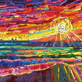 Peinture intitulée "Laguna beach sunset" par Vanya Georgieva, Œuvre d'art originale, Huile Monté sur Châssis en bois