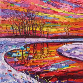 "Winter reflections" başlıklı Tablo Vanya Georgieva tarafından, Orijinal sanat, Petrol Ahşap Sedye çerçevesi üzerine monte e…
