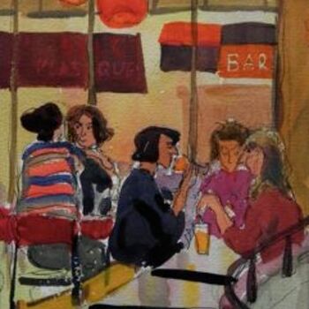 Картина под названием "PAUSE CAFE, BASTILLE" - Varvara Bracho, Подлинное произведение искусства