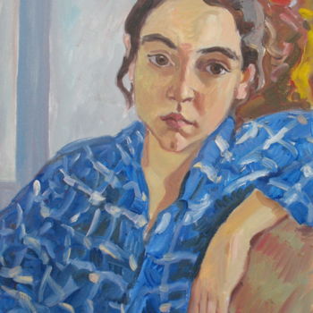 Painting titled "blue short" by Varvara Bracho, Original Artwork, Oil