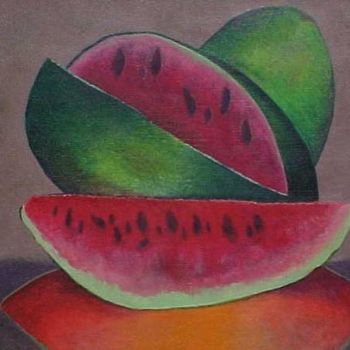 Painting titled "sandias" by Lucy Varon, Original Artwork, Other