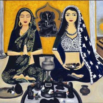 Peinture intitulée "Aradhana" par Varsha Vaish, Œuvre d'art originale, Huile