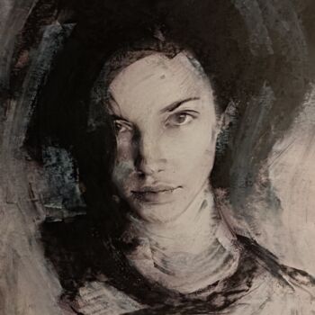 Dibujo titulada "Woman’s Portrait 13" por George-Maran Varthalitis, Obra de arte original, Carbón