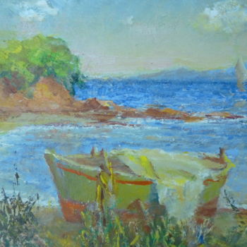 Schilderij getiteld "near the sea" door George-Maran Varthalitis, Origineel Kunstwerk, Olie